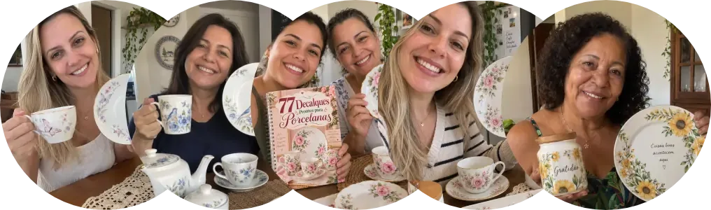 Alunas com peças de porcelana personalizadas
