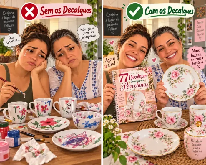 Comparação entre porcelana simples e porcelana personalizada